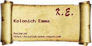 Kolonich Emma névjegykártya